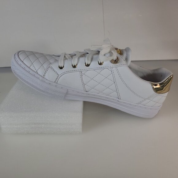 Women's GUESS GW Loven White Sneakers - Size 11M with Gold Accents - Picture 8 of 10